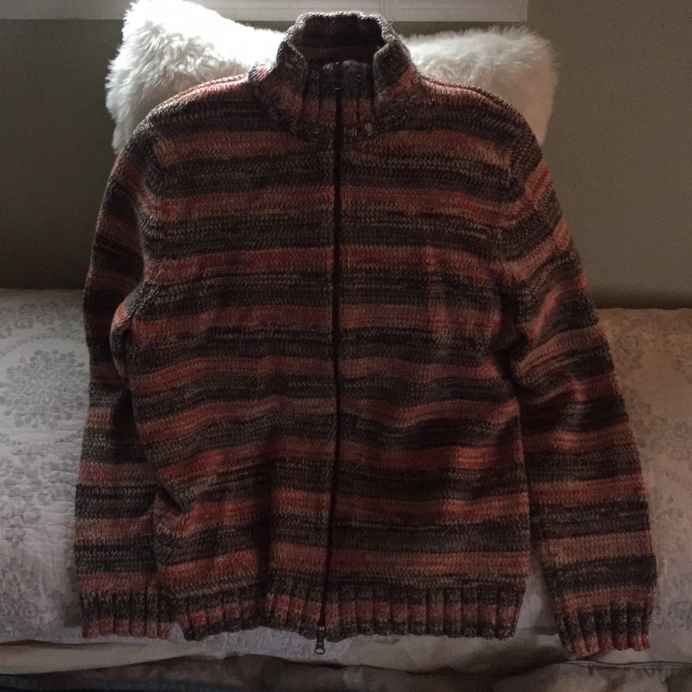 Colorful heavy zip-up sweater